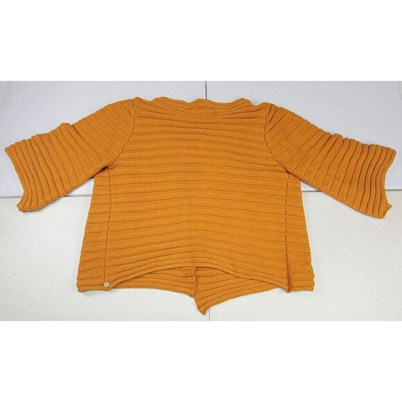 Pure Handknit Wrap Sweater Mustard Yellow Ribbed Cardigan Jacket Womens S/M - Picture 4 of 9